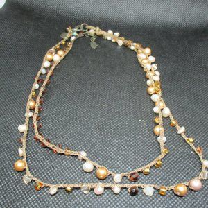 Delicate Topaz Pearls Beaded Necklace